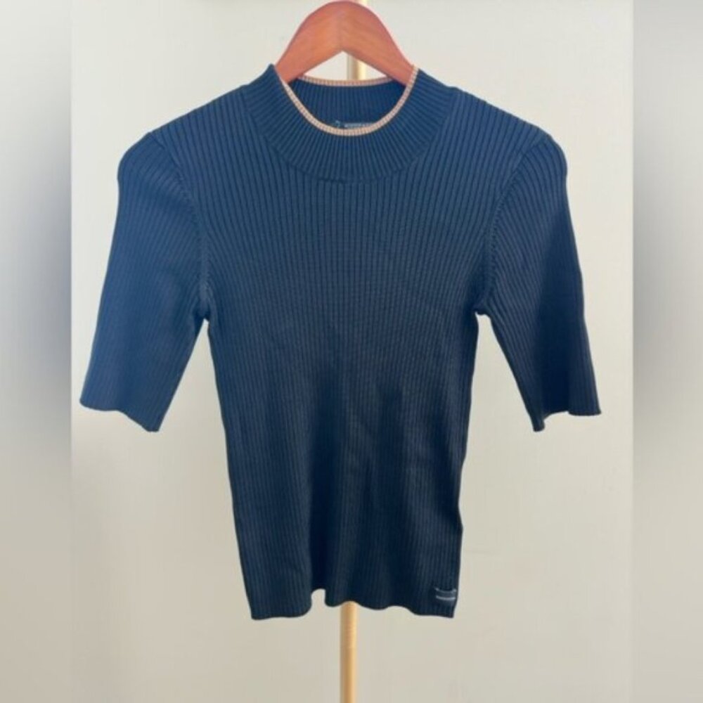 Maison Scotch Scotch & Soda Ribbed Knit Top Black XS/S Fitted